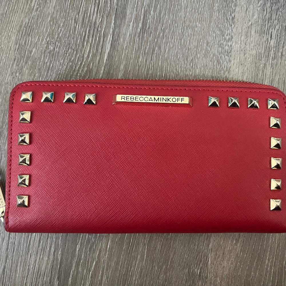 Red Studded Rebecca Minkoff zipper wallet